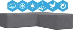 Weersbestendige Beschermhoes Voor Hoekbank | 250/90 X 250/90 X 70 Cm (L-vorm) - Tuinbank / L-Vorm -Waterdicht - Grijs