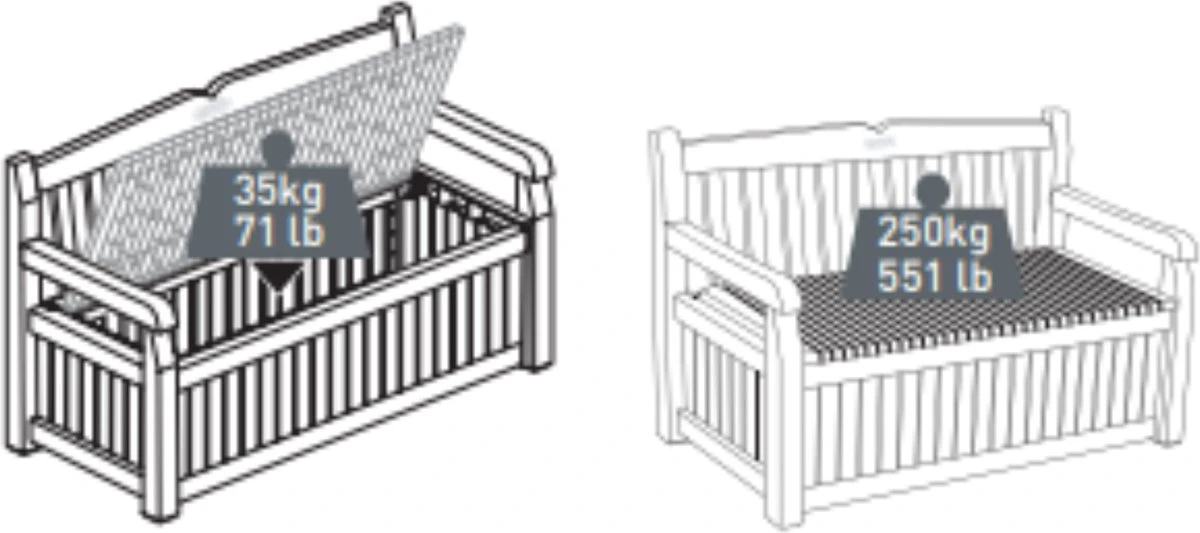 Keter Eden Garden Bench Opbergbank - 265L - 140x60x84cm - Zwart/Grijs 7 Keter Eden Garden Bench Opbergbank - 265L - 140x60x84cm - Zwart/Grijs - Image 7