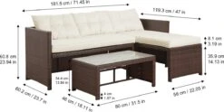 Teamson Home 3-Delig Hoek Loungeset - Tuinmeubelen - Tuinbank - Omvat Tafel En Kussens - Rotan - Bruin/Wit -Tuinartikelen Winkel 1200x603 1