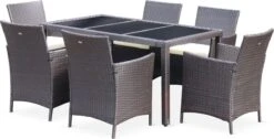Alice's Garden Tuinset Tavola 6 - 150x90x74 - 6 Plaatsen - Wicker - Bruin/Ecru -Tuinartikelen Winkel 1200x614