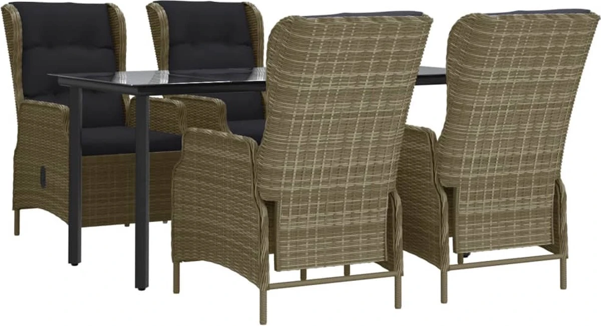 VidaXL 5-delige Tuinset Poly Rattan Bruin 7 VidaXL 5-delige Tuinset Poly Rattan Bruin - Image 7