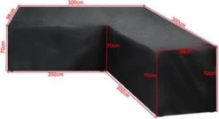 BOTC Tuinbank Beschermhoes - Beschermhoes Voor Hoekbank - Premium Tuinbank Beschermhoes - L-vorm - 300/98 X 300/98 X 70cm - Zwart -Tuinartikelen Winkel 1200x655