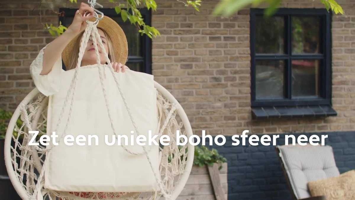 Vita5 Macramé Hangstoel - Voor Binnen En Buiten - Zonder Standaard - Incl. Kussen, Boekenvak En Beschermhoes - Tot 150kg - Grijs 12 Vita5 Macramé Hangstoel - Voor Binnen En Buiten - Zonder Standaard - Incl. Kussen, Boekenvak En Beschermhoes - Tot 150kg - Grijs - Image 12