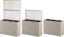 Casaria Polyrattan Bloembak – 3 Bakken Klimophek - Crème -Tuinartikelen Winkel 1200x697 3