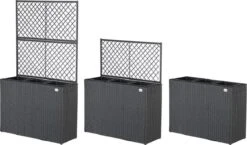 Casaria Polyrattan Plantenbak - Met Klimoprek - 3 Bakken Zwart -Tuinartikelen Winkel 1200x704 2