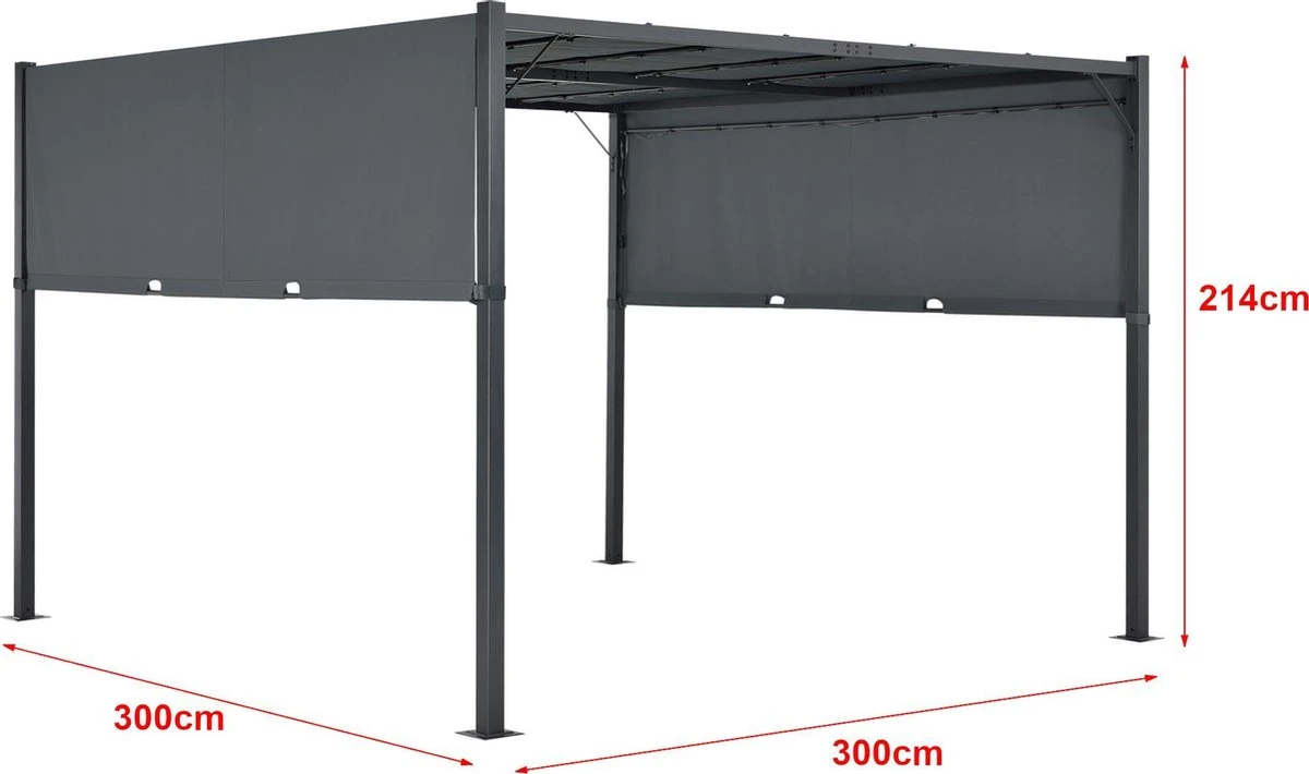 Pergola Fortaleza Tuinpaviljoen Met LED Verlichting 3x3 M Donkergrijs 3 Pergola Fortaleza Tuinpaviljoen Met LED Verlichting 3x3 M Donkergrijs - Image 3