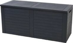 KOOPMAN Kussenbox - Tuinkist - Opslagbox - 240 Liter - Met Verzonken Handgrepen - 115x45x53CM - Zwart -Tuinartikelen Winkel 1200x721