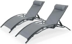 Alice's Garden Louisa Ligstoelen - Aluminium/Textileen - 1,67 M - Antraciet/Grijs