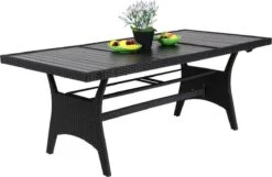 Casaria Polyrattan Tuintafel - WPC Tafelblad 190x90x74 Cm – Zwart -Tuinartikelen Winkel 1200x783 5