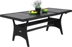 Casaria Polyrattan Tuintafel - WPC Tafelblad 190x90x74 Cm – Zwart -Tuinartikelen Winkel 1200x784