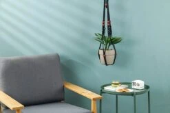 4 Stuks Zwarte Macrame Plantenhangers - Boho Handgeweven Katoen Hangpot Voor Binnen/Buiten - Hangende Bloempot Met Kralen - Macramé Touw/Koord Hangplant Houder - Bohemian Wandhanger Decoratie - Plant Hanger - Verticale Tuin Bloempothouder Planthanger -Tuinartikelen Winkel 1200x800 523