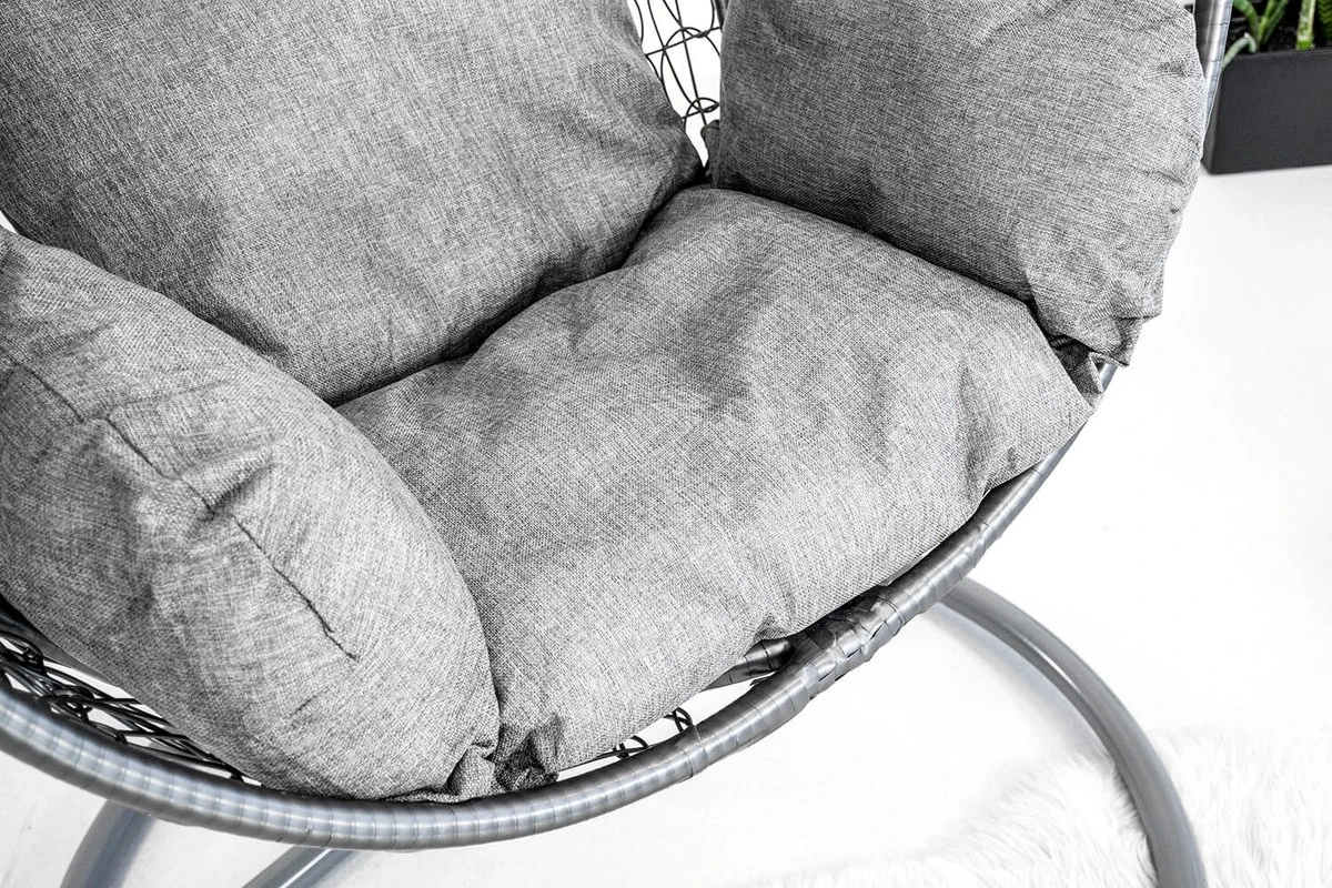 Hangstoel - Ei Stoel - Met Grijze Standaard & Kussens - Tot 125kg 7 Hangstoel - Ei Stoel - Met Grijze Standaard & Kussens - Tot 125kg - Image 7