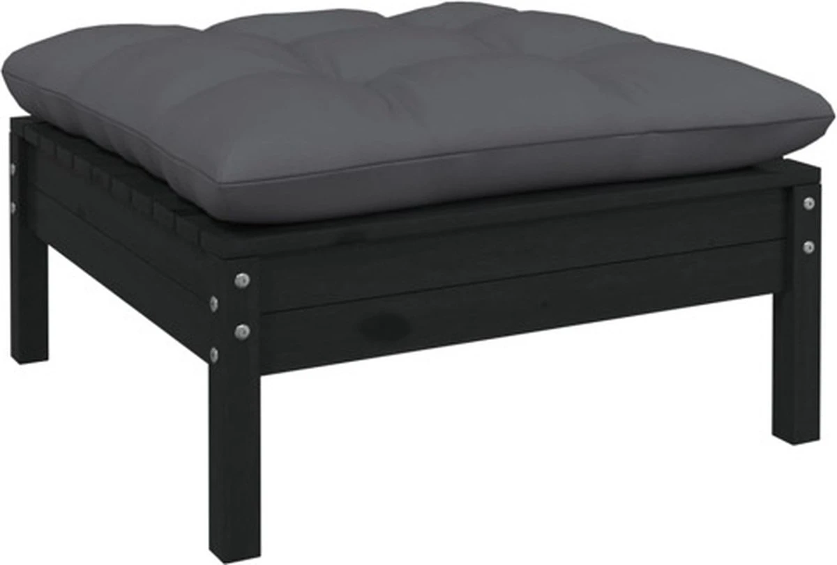 VidaXL 3-delige Loungeset Met Kussens Massief Grenenhout Zwart 8 VidaXL 3-delige Loungeset Met Kussens Massief Grenenhout Zwart - Image 8