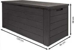 Merkloos Woody Tuin Opbergbox - 324 Liter 45x120x60 Cm - Tuinkussenbox - Antraciet/bruin -Tuinartikelen Winkel 1200x823 1