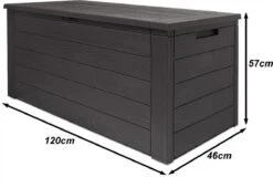 Merkloos Woody Tuin Opbergbox - 324 Liter 45x120x60 Cm - Tuinkussenbox - Antraciet/bruin -Tuinartikelen Winkel 1200x826
