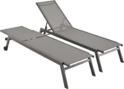 ELSA - Set Van 2 Ligstoelen Van Aluminium En Textileen, Ligbed Multipositioneel Met Wieltjes, Kleur Antraciet/donkergrijs -Tuinartikelen Winkel 1200x854 3