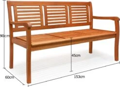 Casaria Tuinbank - FSC®-Gecertificeerd Eucalyptushout - 153cm Bruin -Tuinartikelen Winkel 1200x872