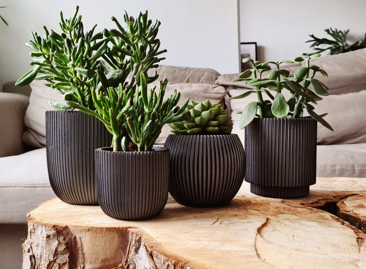 Capi Europe - Set Van 4 - Bloempot Binnen - Groove - Antraciet 3 Capi Europe - Set Van 4 - Bloempot Binnen - Groove - Antraciet - Image 3