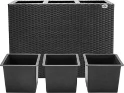 Casaria Staande Plantenbak – Met Waterafvoer 83x30,5x60cm - Zwart -Tuinartikelen Winkel 1200x900 108