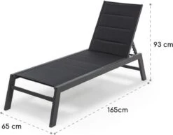 Blumfeldt Renazzo Lounge Ligstoel - Ligbed Voor De Tuin - Aluminium Tuinstoel - 6 Standen - Waterafstotend - Bekleding Van 70 % Pvc En 30 % Polyetheen - Zwart -Tuinartikelen Winkel 1200x940