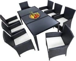 Tectake - Tuinmeubelset - 8 Persoons - Zwart -Tuinartikelen Winkel 1200x967 2
