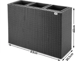 Casaria Staande Plantenbak – Met Waterafvoer 83x30,5x60cm - Zwart -Tuinartikelen Winkel 1200x976 6