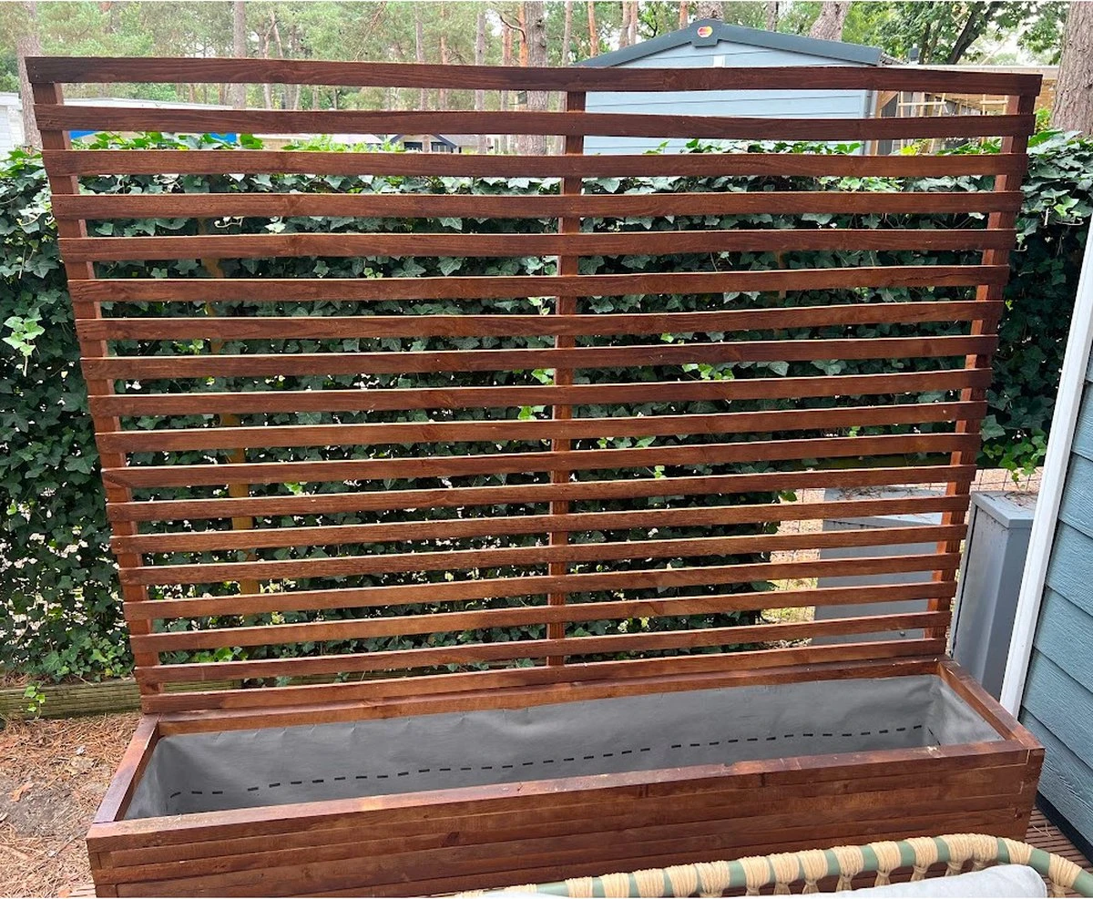 AMISHOUT - Plantenbak Met Klimrek 200x40x40 (180) Cm - Bruin 2 AMISHOUT - Plantenbak Met Klimrek 200x40x40 (180) Cm - Bruin - Image 2