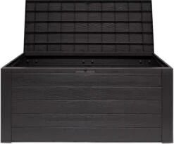 Merkloos Woody Tuin Opbergbox - 324 Liter 45x120x60 Cm - Tuinkussenbox - Antraciet/bruin -Tuinartikelen Winkel 1200x996