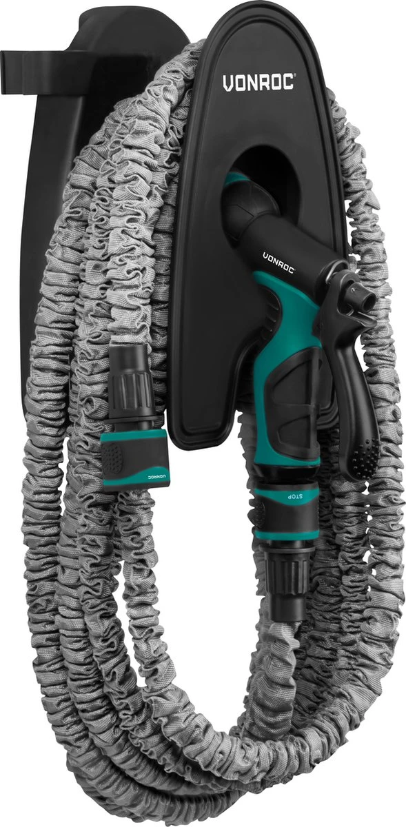 VONROC Tuinslang – Uitrekbare Tuinslang 10 Meter – Incl. Aansluitingen, Muursteun En Broespistool 1 VONROC Tuinslang – Uitrekbare Tuinslang 10 Meter – Incl. Aansluitingen, Muursteun En Broespistool