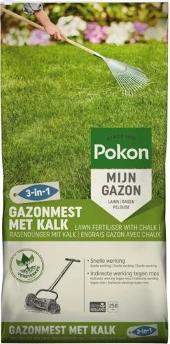 Pokon Gazonmest Met Kalk - 16,8kg - Mest - Geschikt Voor 250m² - 120 Dagen Voeding -Tuinartikelen Winkel 593x1200 2