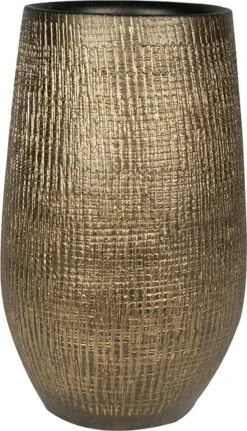 Merkloos Hoge Pot Ryan Shiny Gold 18x30 Cm Ronde Gouden Bloempot Voor Binnen