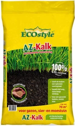 ECOstyle AZ Kalk Micro Korrel – Voor Gazon, Sier- En Moestuin - Corrigeert Zuurgraad Direct En Langdurig - Werkt Tegen Mos - CO2-Neutraal – 30 M² - 2 KG -Tuinartikelen Winkel 717x1200