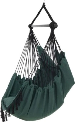 Vita5 XXL Hangstoel | Binnen&Buiten Hangnest | Incl. 2 Kussens En Boekenvak | Volwassenen&Kinderen | Hangmatstoel Tot 225kg | Donkergroen -Tuinartikelen Winkel 742x1200