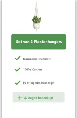 Merkloos Plantenhanger Macramé - Luxe Gevlochten Touw Katoen - 2 Stuks - Plantenpot Ophangen -Tuinartikelen Winkel 786x1200 4