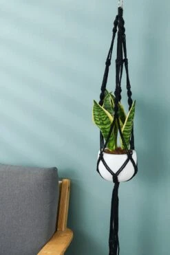 4 Stuks Zwarte Macrame Plantenhangers - Boho Handgeweven Katoen Hangpot Voor Binnen/Buiten - Hangende Bloempot Met Kralen - Macramé Touw/Koord Hangplant Houder - Bohemian Wandhanger Decoratie - Plant Hanger - Verticale Tuin Bloempothouder Planthanger -Tuinartikelen Winkel 800x1200 114
