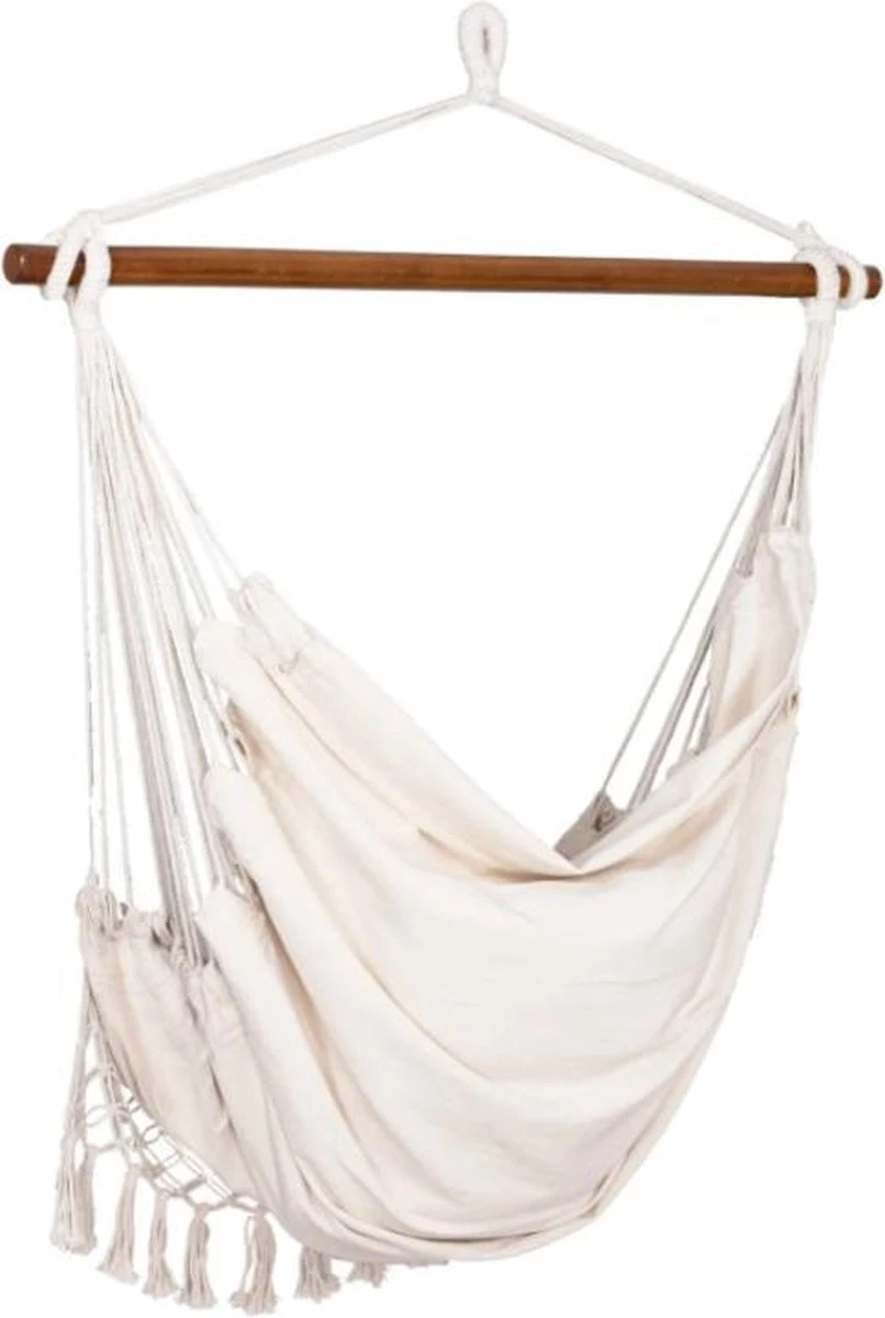 Springos Hangstoel | Binnen & Buiten | Met 2 Kussens | Boekenvak | Ook Voor Kinderen | Belastbaar Tot 150 Kg | Wit 3 Springos Hangstoel | Binnen & Buiten | Met 2 Kussens | Boekenvak | Ook Voor Kinderen | Belastbaar Tot 150 Kg | Wit - Image 3