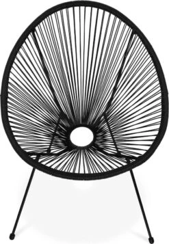 Set Van 2 Design Stoelen Ei-vormig - Acapulco Zwart - Stoelen 4 Poten Retro Design, Plastic Koorden, Binnen/buiten -Tuinartikelen Winkel 830x1200