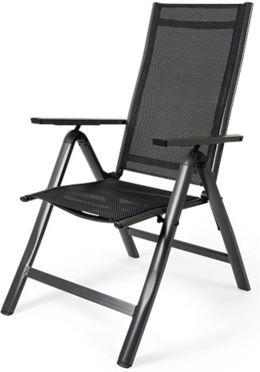 Tuinstoel 7 Standen, Inklapbaar, Aluminium Frame, Textileen Zitting En Rugleuning