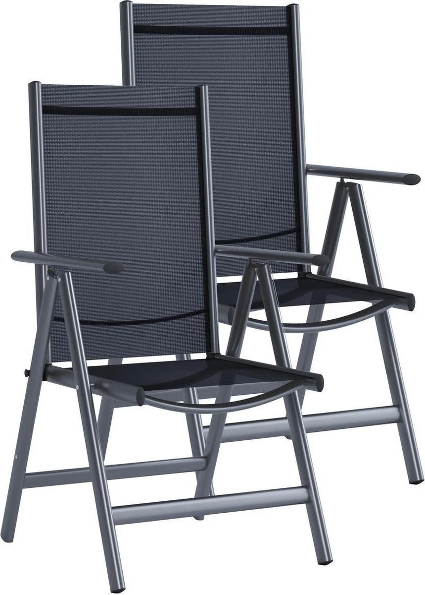 Tuinstoel Standenstoel Aluminium Antraciet 7 Standen Per 2 Stuks