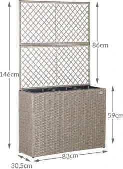 Casaria Polyrattan Bloembak – 3 Bakken Klimophek - Crème -Tuinartikelen Winkel 876x1200 3