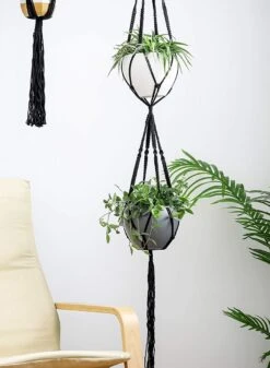 4 Stuks Luxe Macrame Plantenhangers - Boho Handgeweven Katoen Hangpot Voor Binnen/Buiten - Hangende Bloempot Met Kralen - Macramé Touw/Koord Hangplant Houder - Bohemian Wandhanger Decoratie - Plant Hanger - Verticale Tuin Bloempothouder Planthanger -Tuinartikelen Winkel 880x1200 4