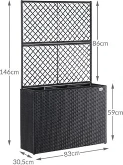 Casaria Polyrattan Plantenbak - Met Klimoprek - 3 Bakken Zwart -Tuinartikelen Winkel 898x1200 5