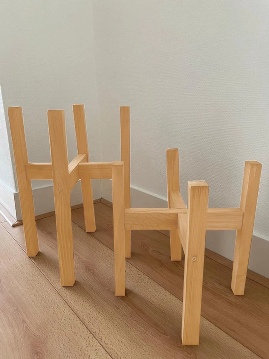 Plantenstandaard | Set Van 2 | Diameter Tot 24 Cm | Plantenkruk | Bloempotten Voor Binnen | Plantentafeltje Voor Binnen | Bloempot Standaard | Plantenstandaard Binnen | Hout | Licht Bruin 4 Plantenstandaard | Set Van 2 | Diameter Tot 24 Cm | Plantenkruk | Bloempotten Voor Binnen | Plantentafeltje Voor Binnen | Bloempot Standaard | Plantenstandaard Binnen | Hout | Licht Bruin - Image 4