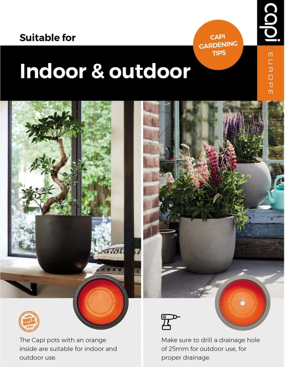 Capi Europe - Bloempot Bol Smooth NL - 43x41 - Zwart - Voor Binnen En Buiten - KBL933 3 Capi Europe - Bloempot Bol Smooth NL - 43x41 - Zwart - Voor Binnen En Buiten - KBL933 - Image 3