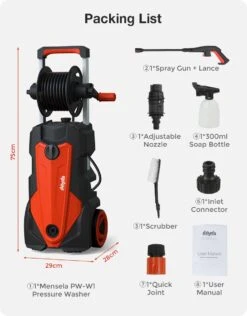 Merkloos Home Hogedrukreiniger - 2100W - 165 Bar - Met Verstelbare Nozzles Slanghaspel 5m Netsnoer 10m Slang - Voor Reiniging Huis Auto Tuin -Tuinartikelen Winkel 939x1200 6