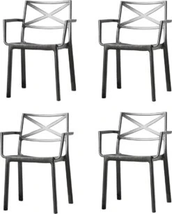 Keter Metalix Tuinstoelen - 4 Stuks - 53,3x60,2x81,3 Cm - Zwart