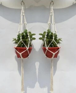 Merkloos Plantenhanger Macramé - Luxe Gevlochten Touw Katoen - 2 Stuks - Plantenpot Ophangen -Tuinartikelen Winkel 975x1200 3